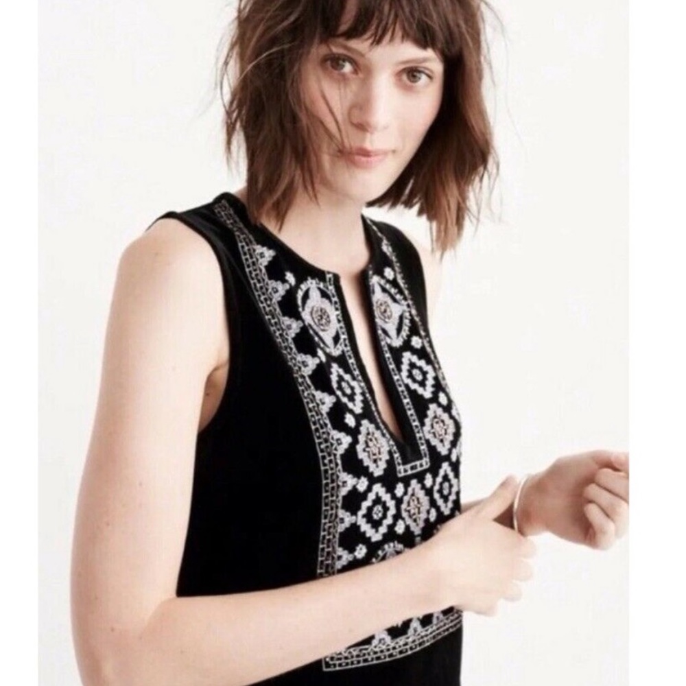 Abercrombie Whimsigoth Fairy vintage sleeveless black velvet beaded tunic dress